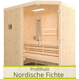 Sauna - Infraworld Optima Fichte Eckeinstieg Profilbretter